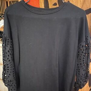 a new day Black Blouse with Eyelet Sleeves
